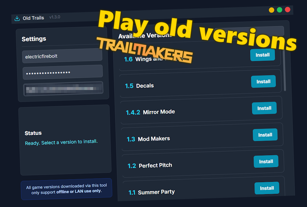 Screenshot of the Old Trails application